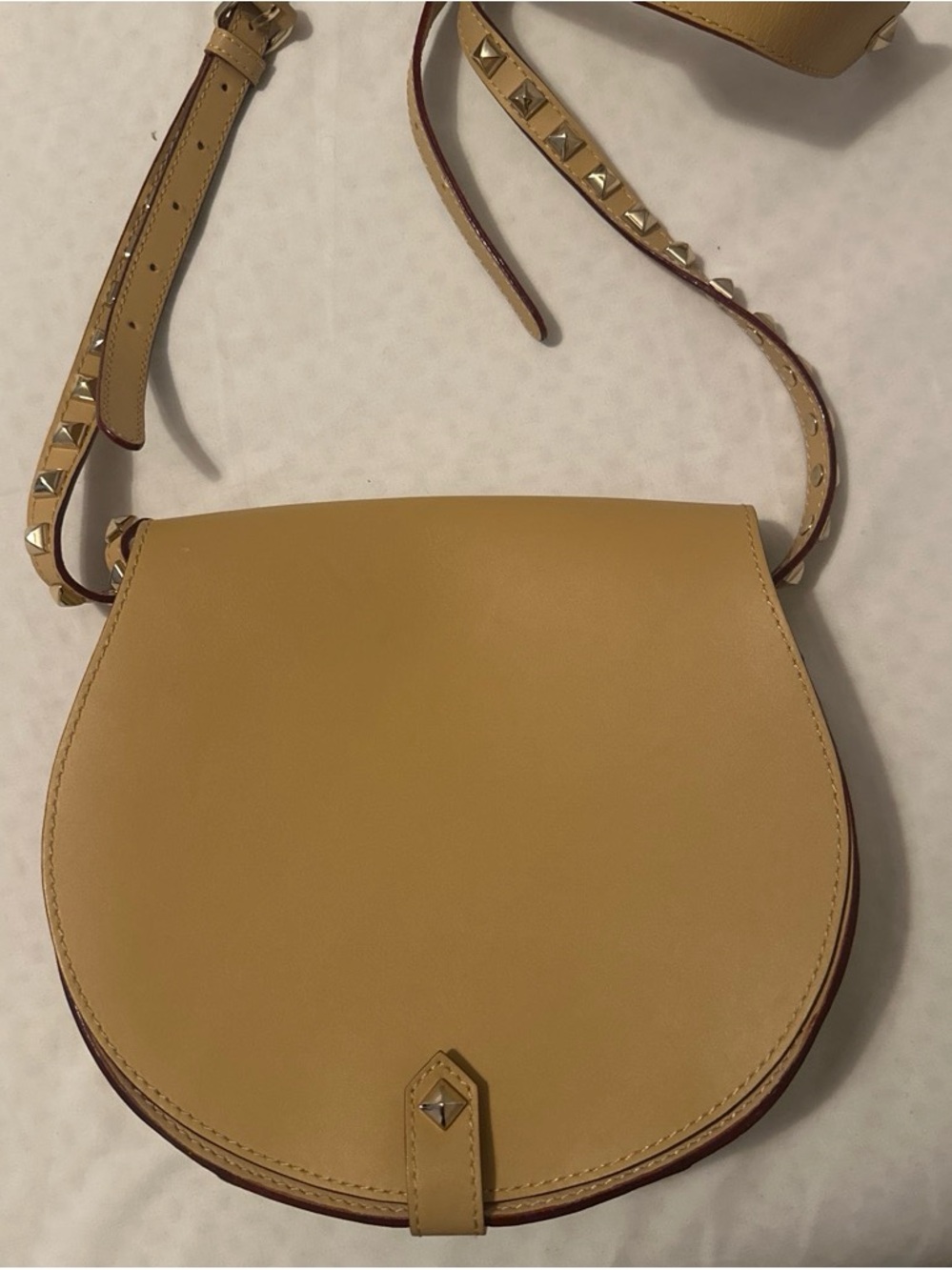 Rebecca Minkoff Mustard Saddle Stud-Trim Crossbody